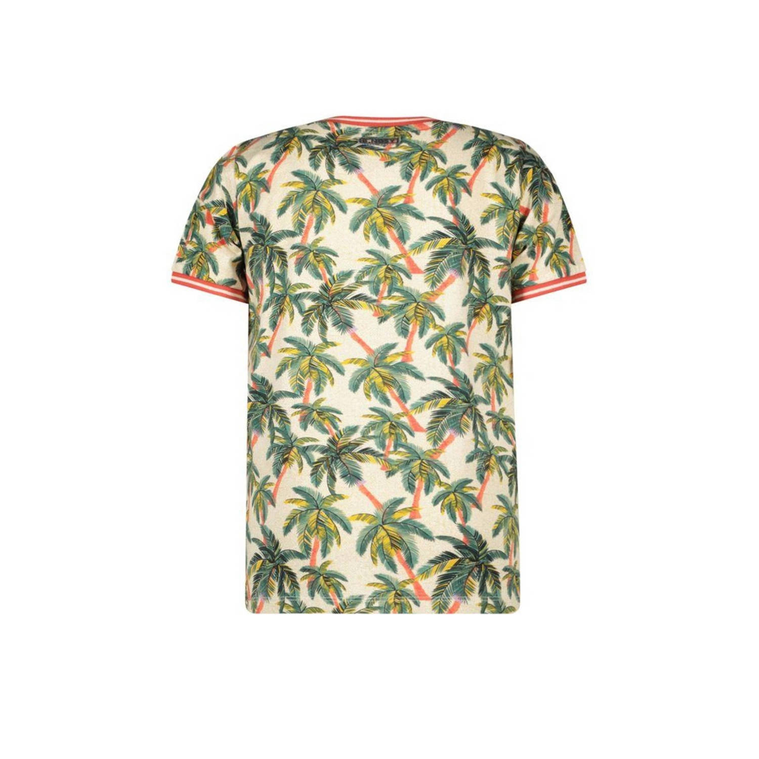 B.Nosy T-shirt Kaleb met bladprint groen creme oranje