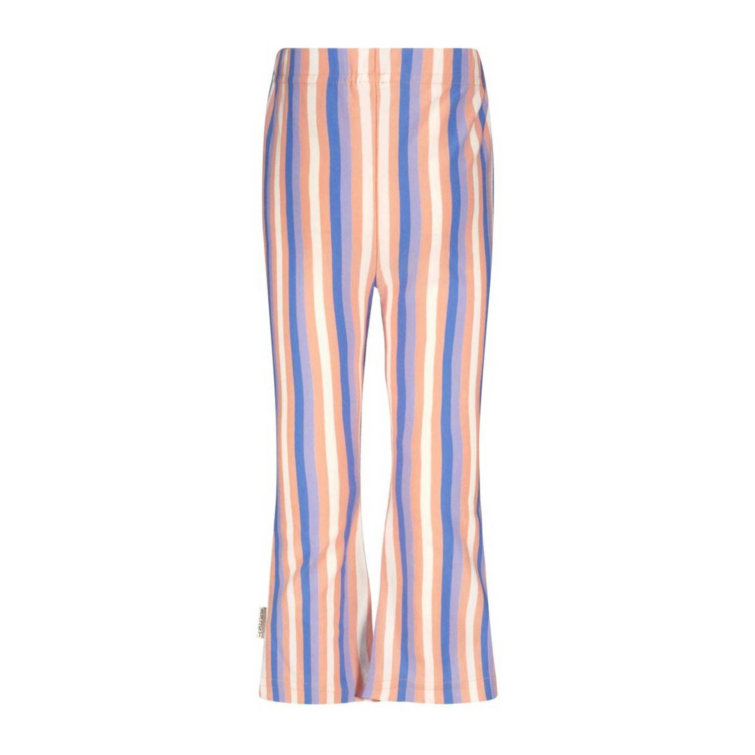 B.Nosy gestreepte flared broek Patty roze blauw geel