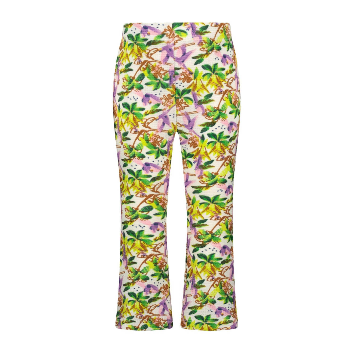 B.Nosy gebloemde flared broek groen roze wit Meisjes Gerecycled polyester 74