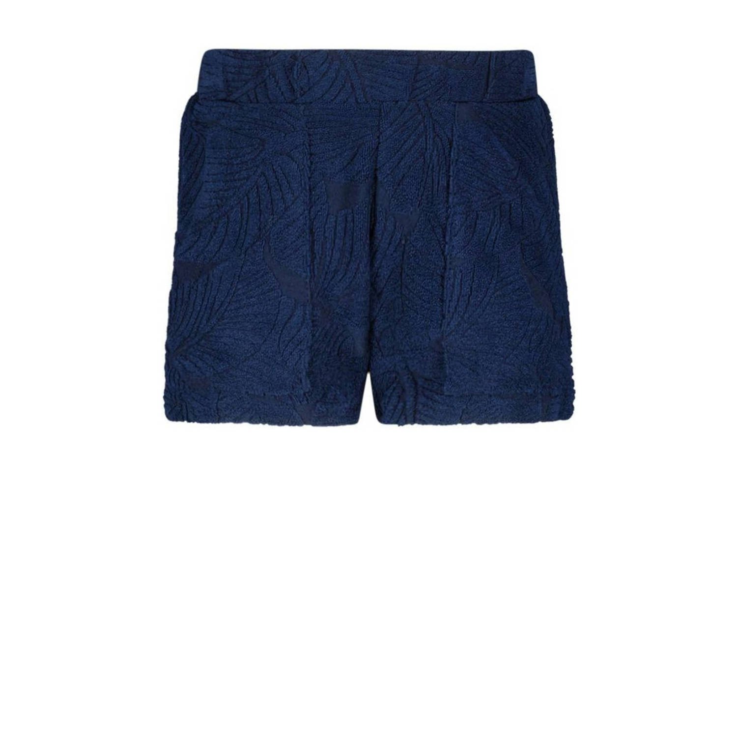 B.Nosy sweatshort met bladprint donkerblauw Korte broek Blad 74