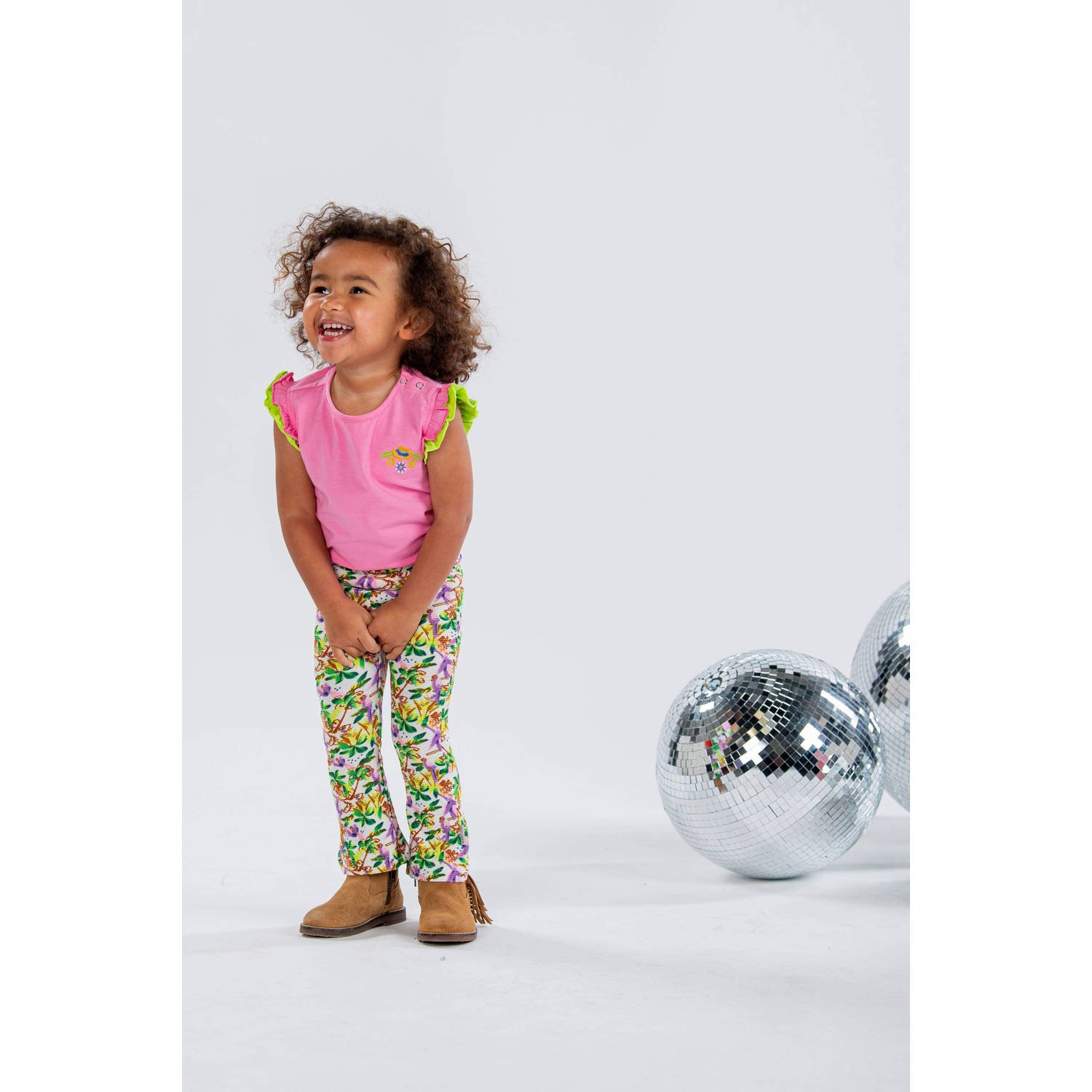 B.Nosy T-shirt met printopdruk zoetroze felgroen