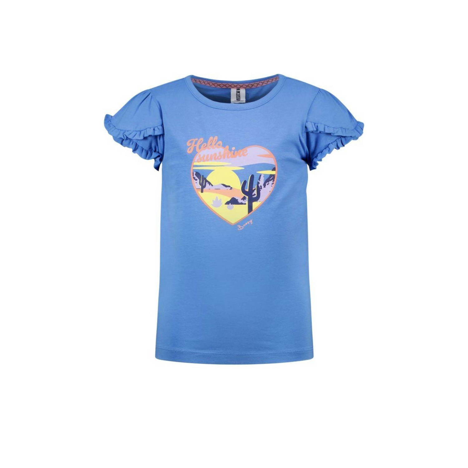 B.Nosy T-shirt met printopdruk en ruches hemelsblauw