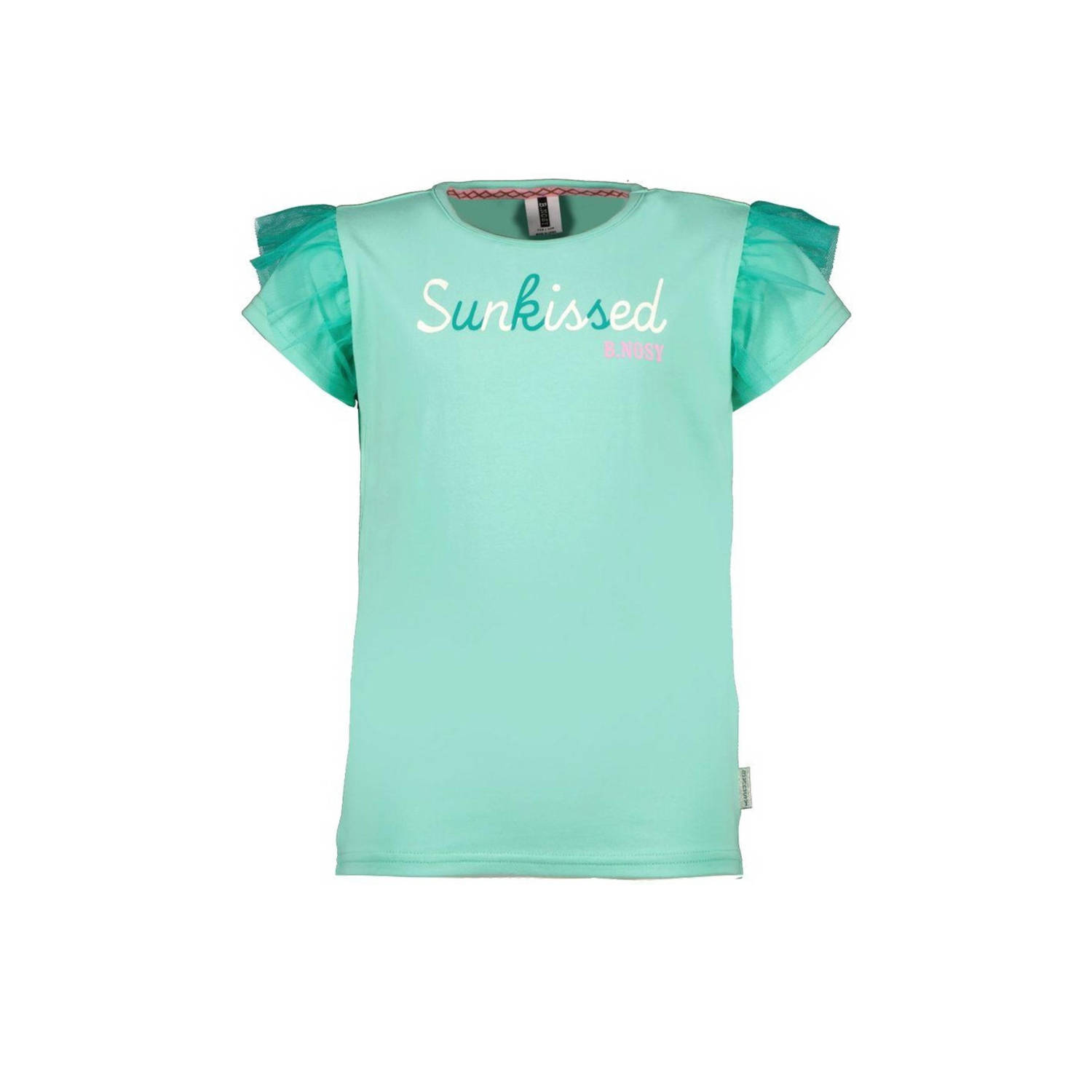 B.Nosy T-shirt met tekst mintgroen Meisjes Stretchkatoen Ronde hals Tekst 122-128