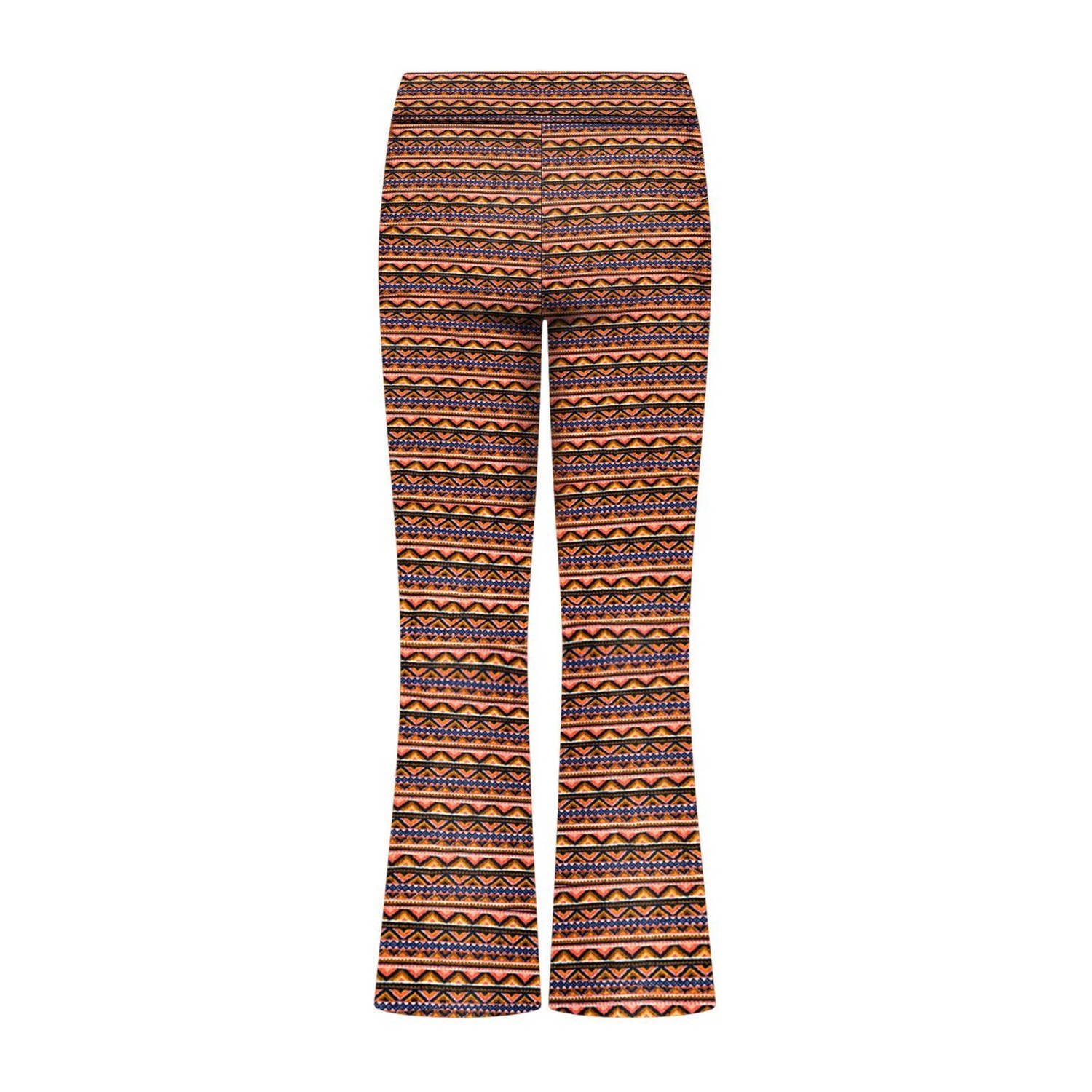 B.Nosy flared broek Bodyl met all over print brique blauw
