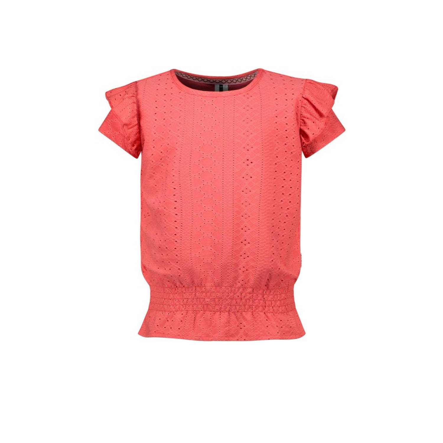 B.Nosy T-shirt Bohdi koraalroze Meisjes Polyester Ronde hals Effen 122 128