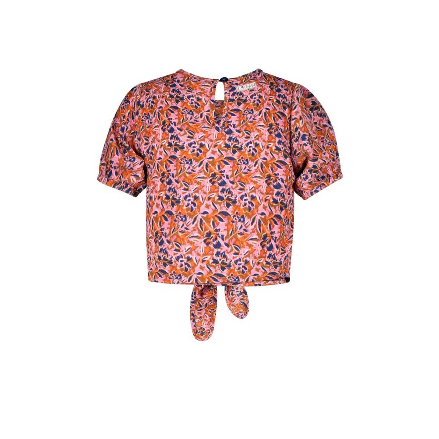 B.Nosy gebloemde top Sem roze oranje blauw