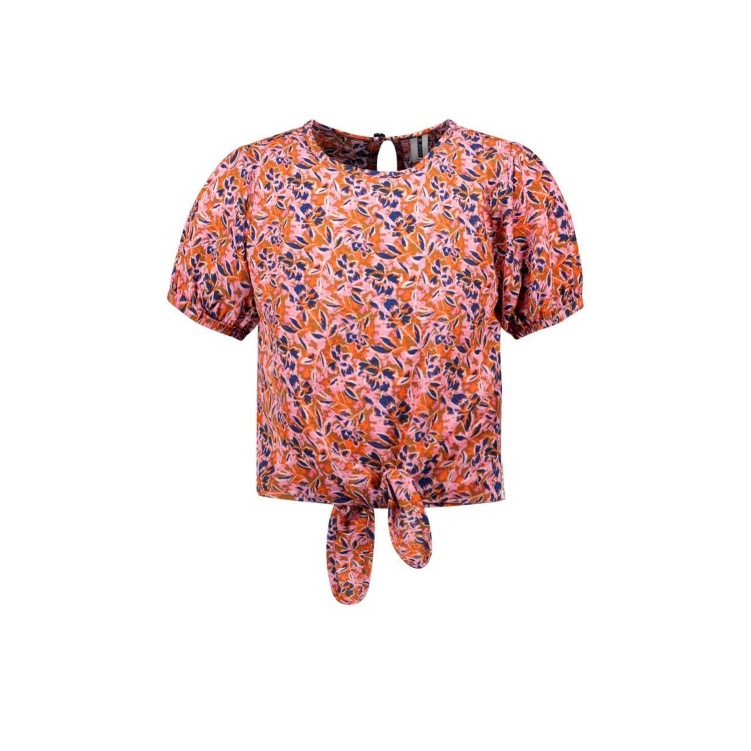 B.Nosy gebloemde top Sem roze oranje blauw T-shirt Meisjes Gerecycled polyester Ronde hals 122 128