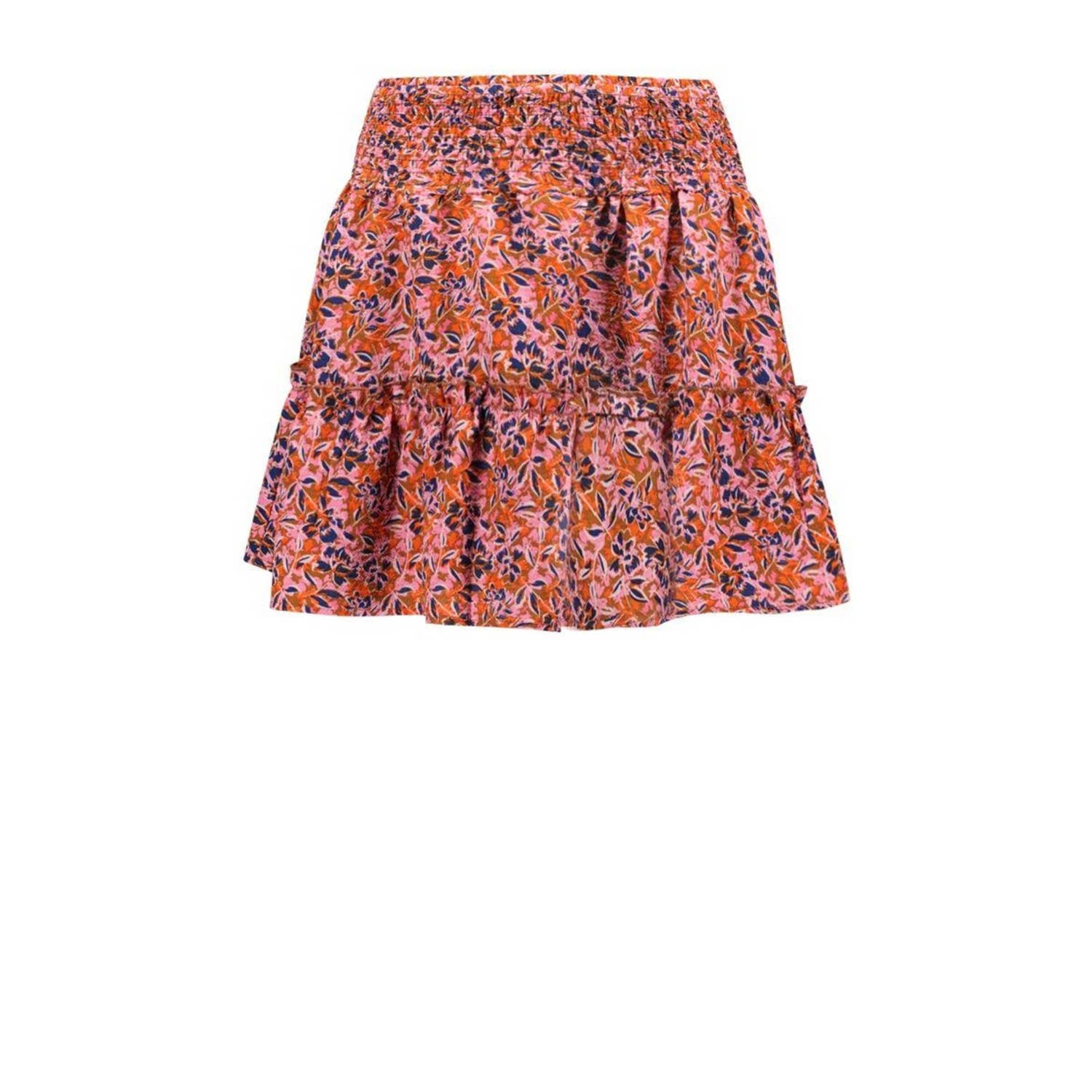 B.Nosy gebloemde rok Sabine zachtroze oranje Meisjes Polyester Bloemen 122 128
