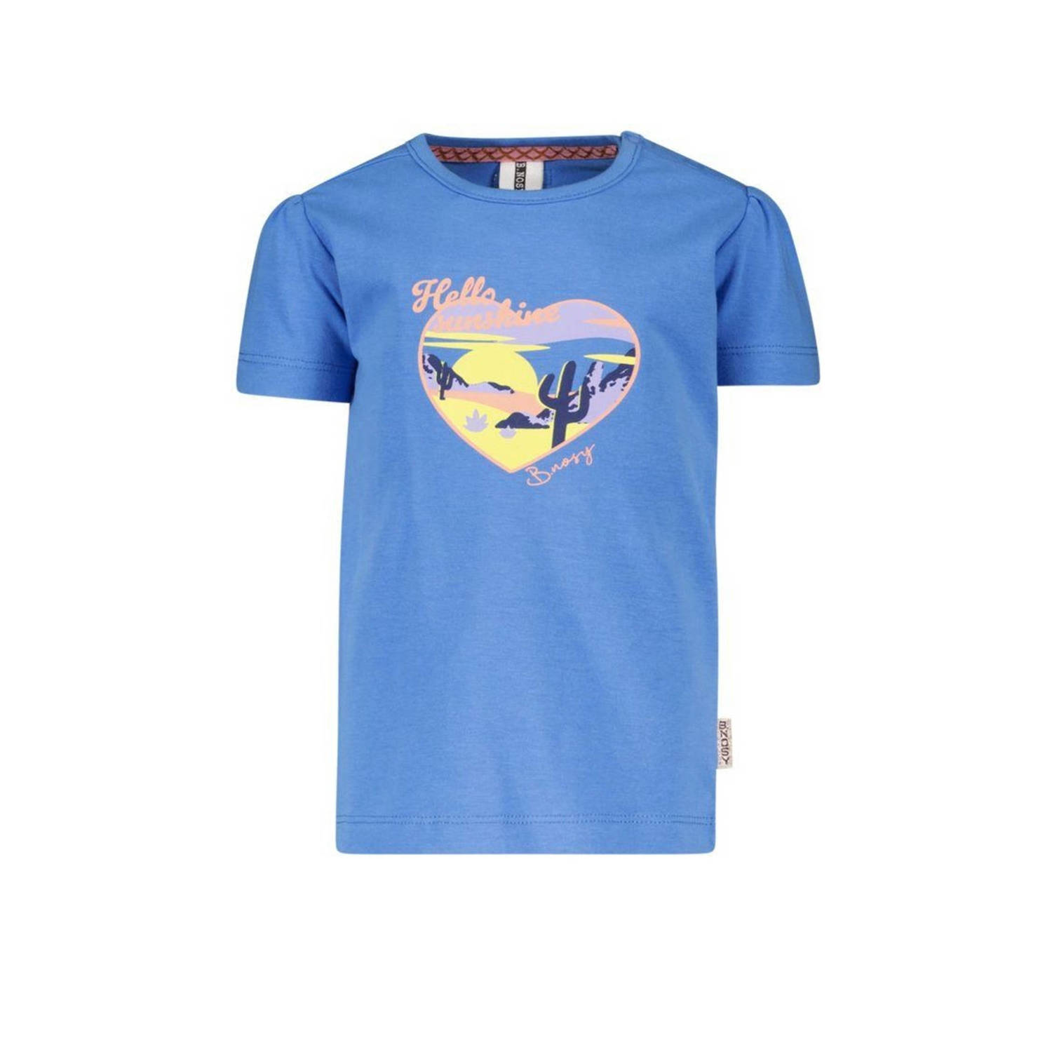 B.Nosy T-shirt met printopdruk hemelsblauw Meisjes Stretchkatoen Ronde hals 74