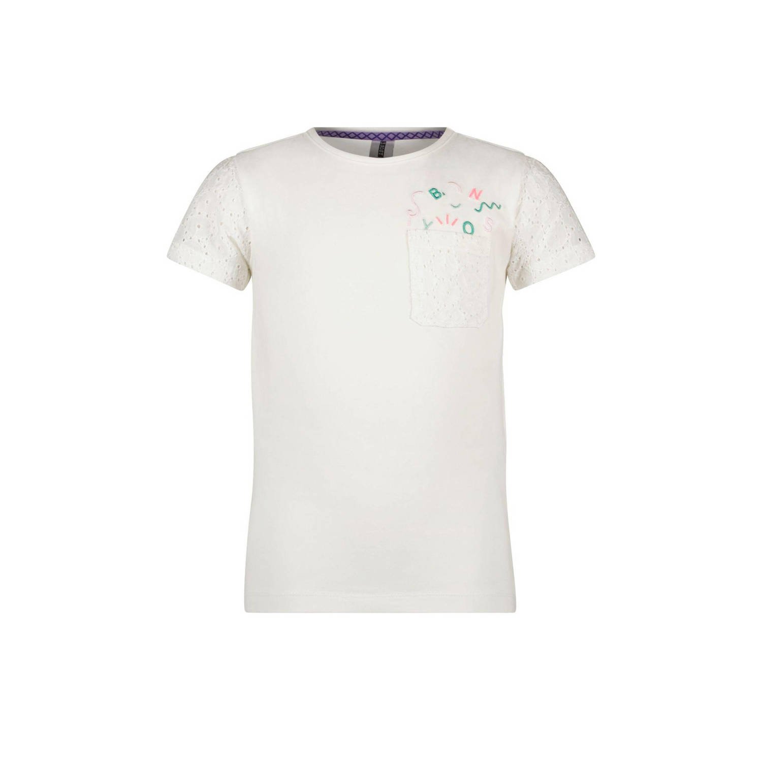 B.Nosy T-shirt met printopdruk offwhite Wit Meisjes Stretchkatoen Ronde hals 122 128
