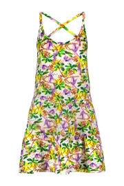thumbnail: Roze, geel en multikleurige meisjes B.Nosy gebloemde A-lijn jurk color van polyester met spaghettibandjes en ronde hals