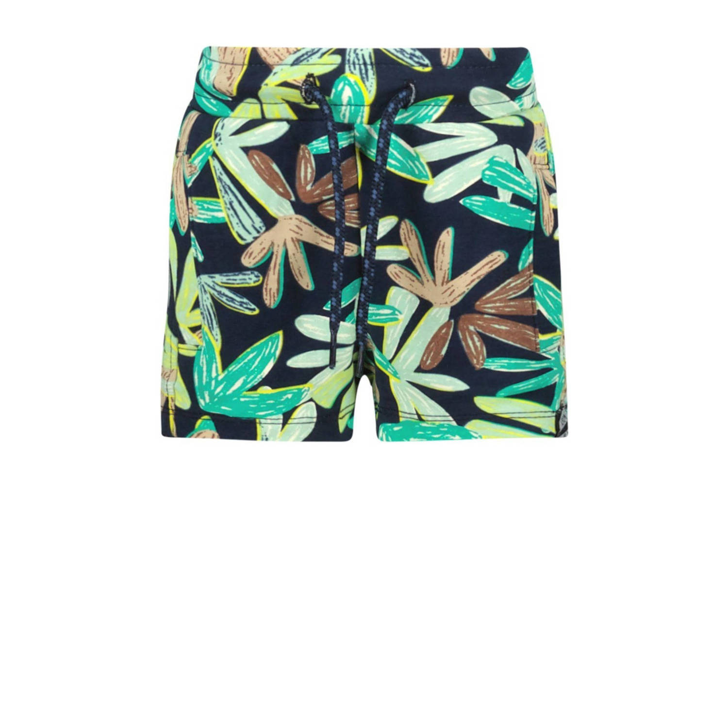 B.Nosy sweatshort met bladprint donkerblauw groen