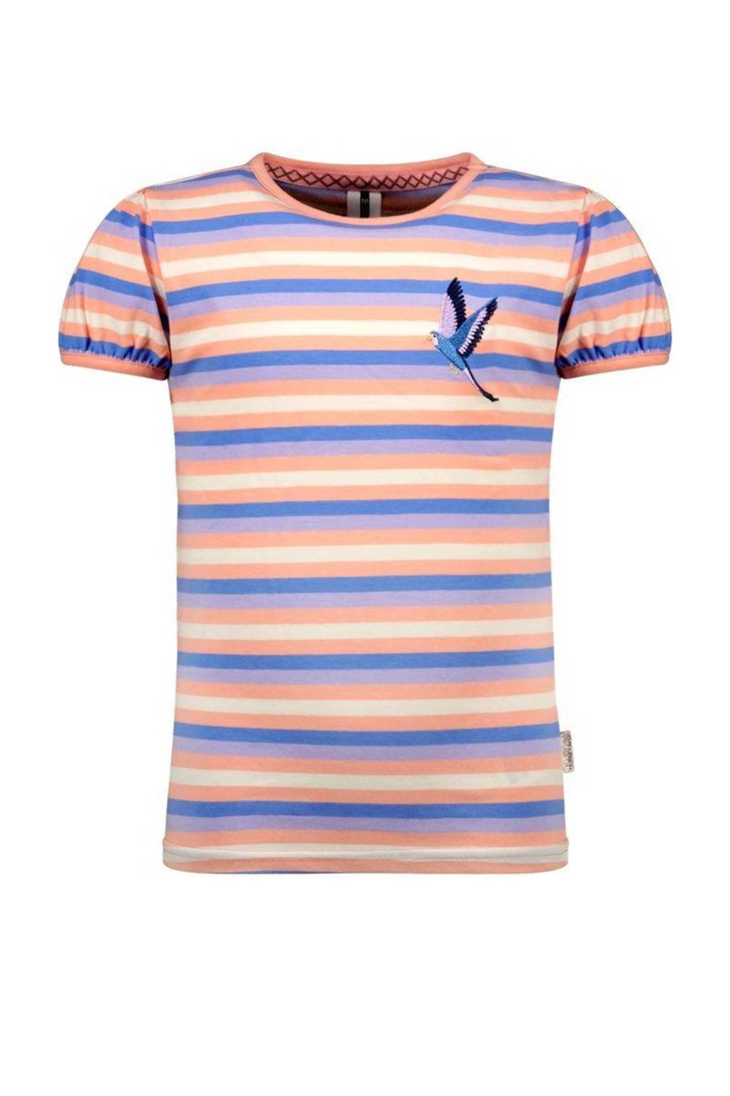 gestreept T-shirt Phebe roze/blauw/wit