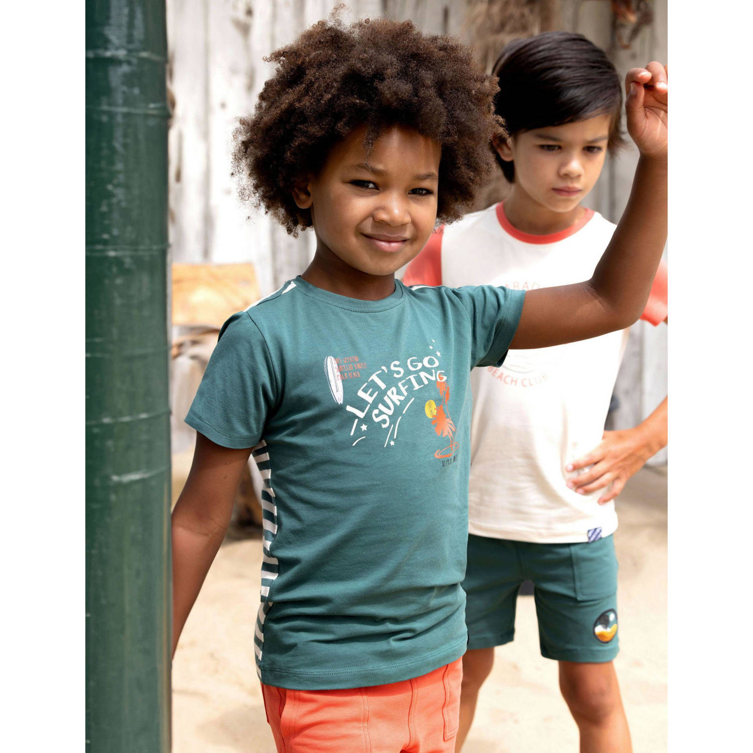 B.Nosy T-shirt Kai met printopdruk groen ecru