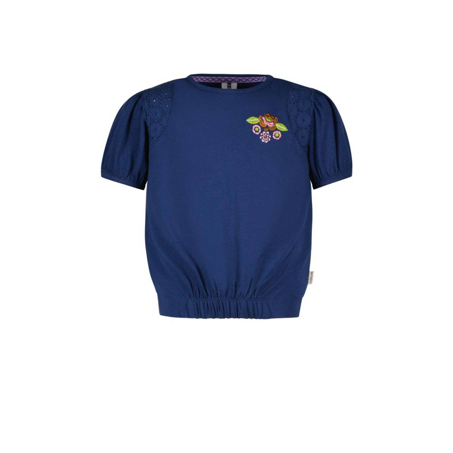 B.Nosy T-shirt met printopdruk donkerblauw Meisjes Stretchkatoen Ronde hals 122 128