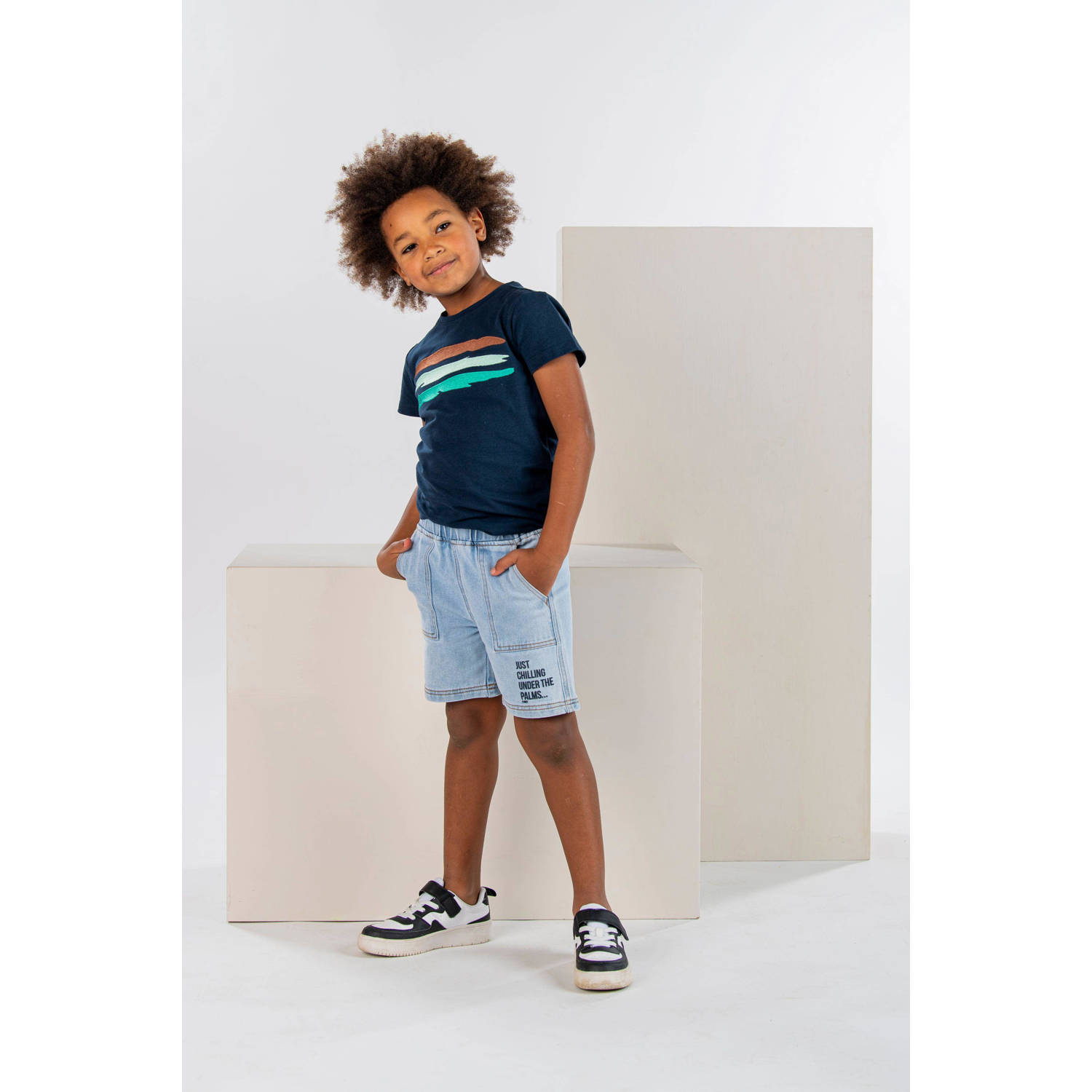 B.Nosy denim short vivid denim Korte broek Blauw Jongens Stretchdenim Effen 134 140