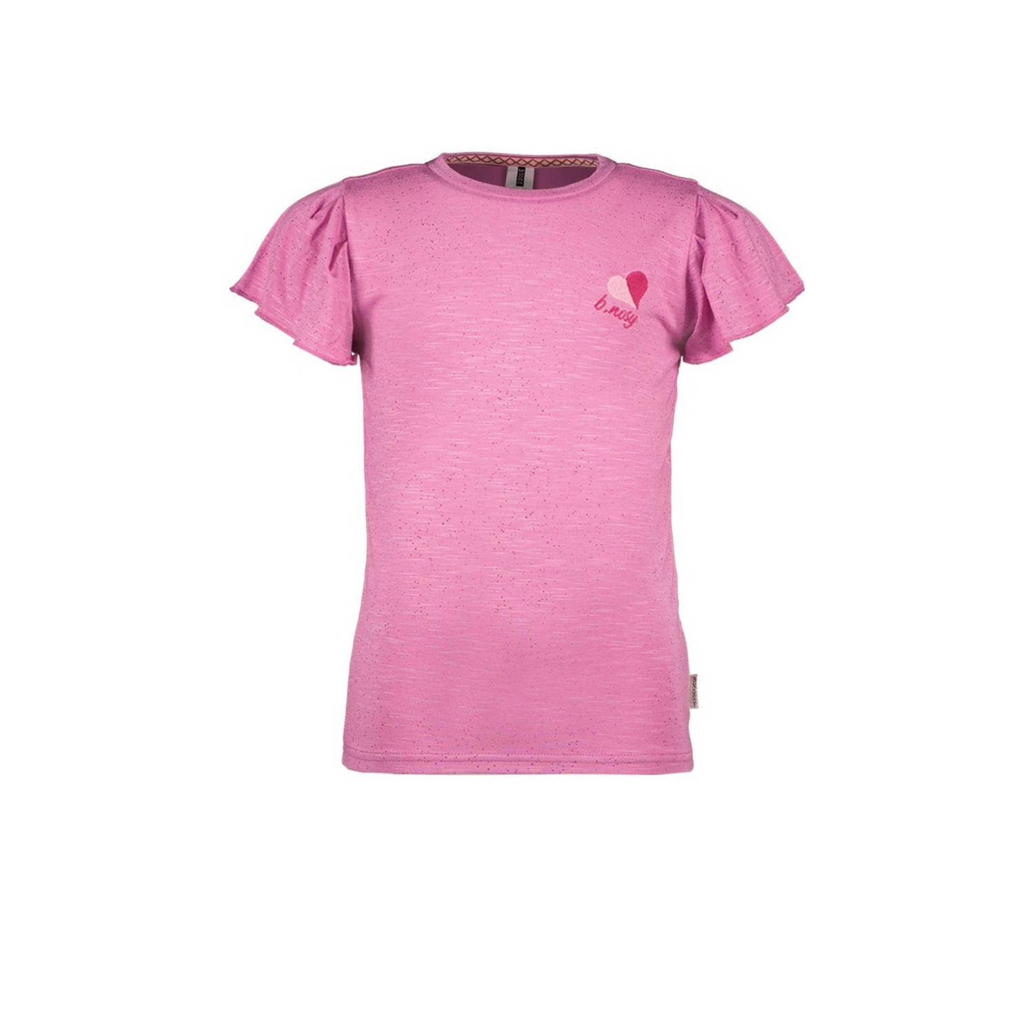 B.Nosy T-shirt felroze Meisjes Viscose Ronde hals Effen 122-128