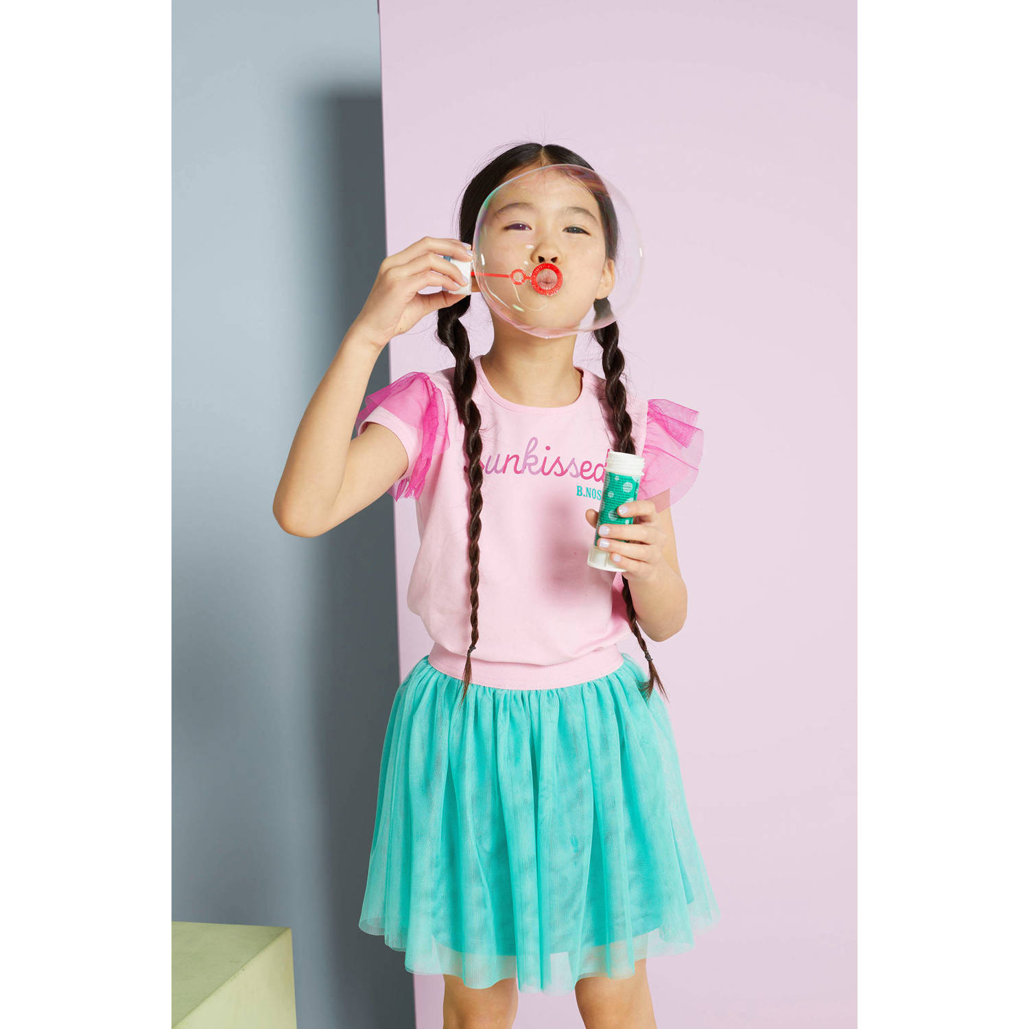 B.Nosy T-shirt met tekst zoetroze fuchsia