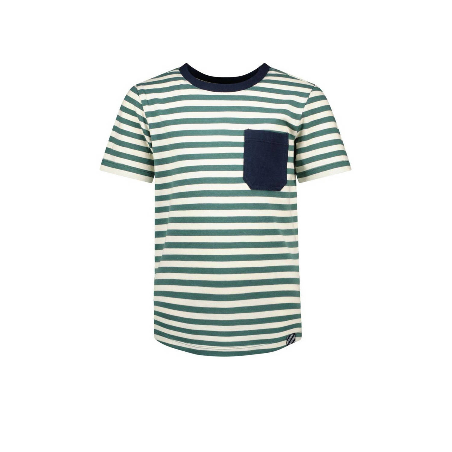 B.Nosy gestreept T-shirt Giel groen ecru donkerblauw