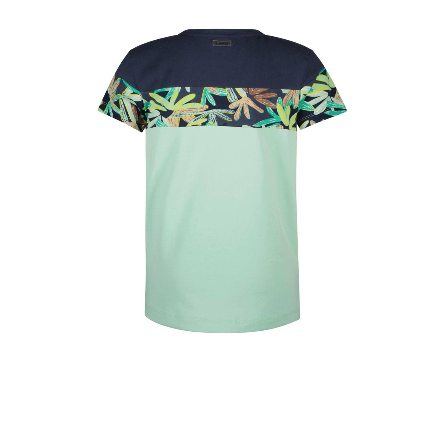 B.Nosy T-shirt met bladprint mintgroen donkerblauw