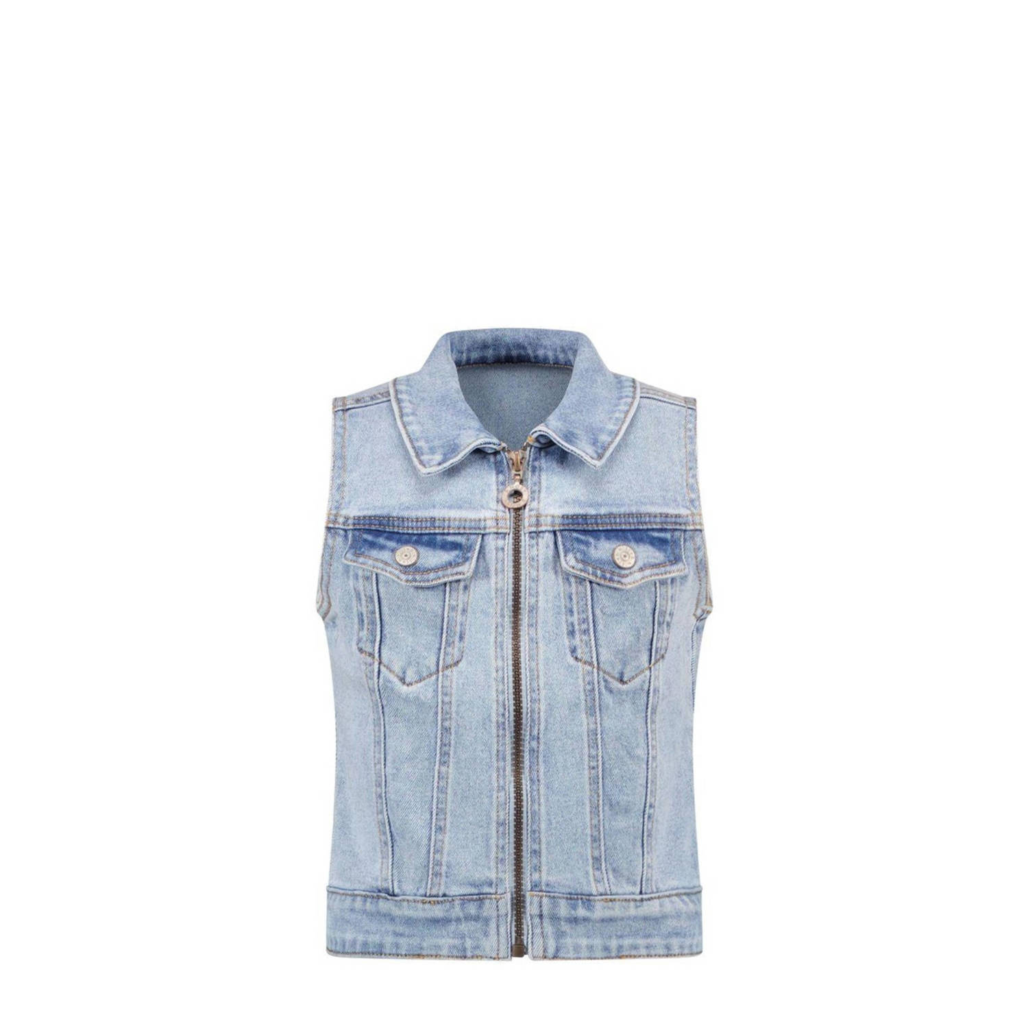 B.Nosy gilet limit denim Jas Blauw Meisjes Stretchdenim Klassieke kraag 122 128