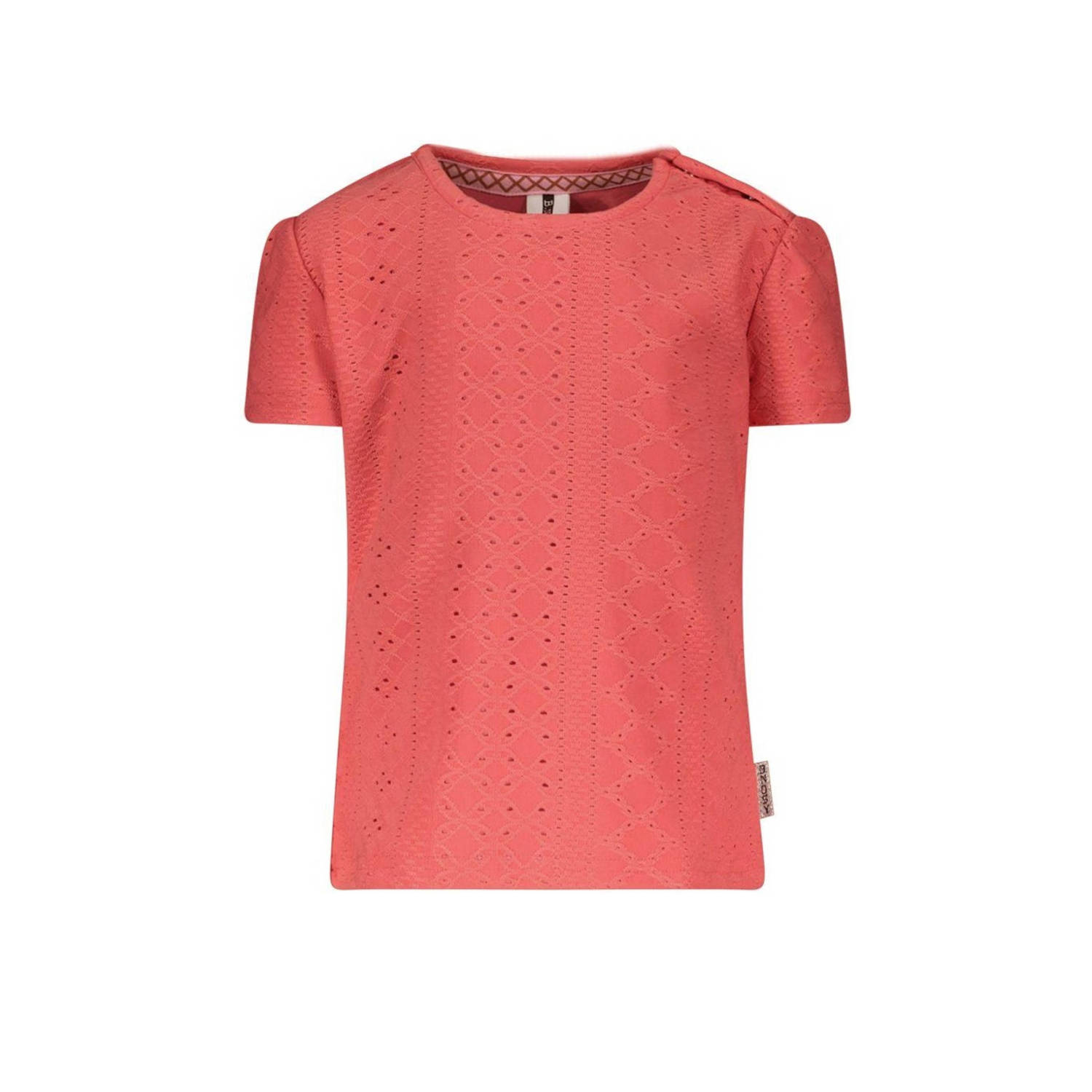 B.Nosy T-shirt koraalroze Meisjes Polyester Ronde hals Effen 80