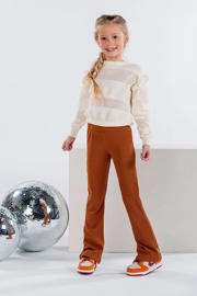 thumbnail: Bruine meisjes B.Nosy flared broek van polyester met regular waist, elastische tailleband en effen
