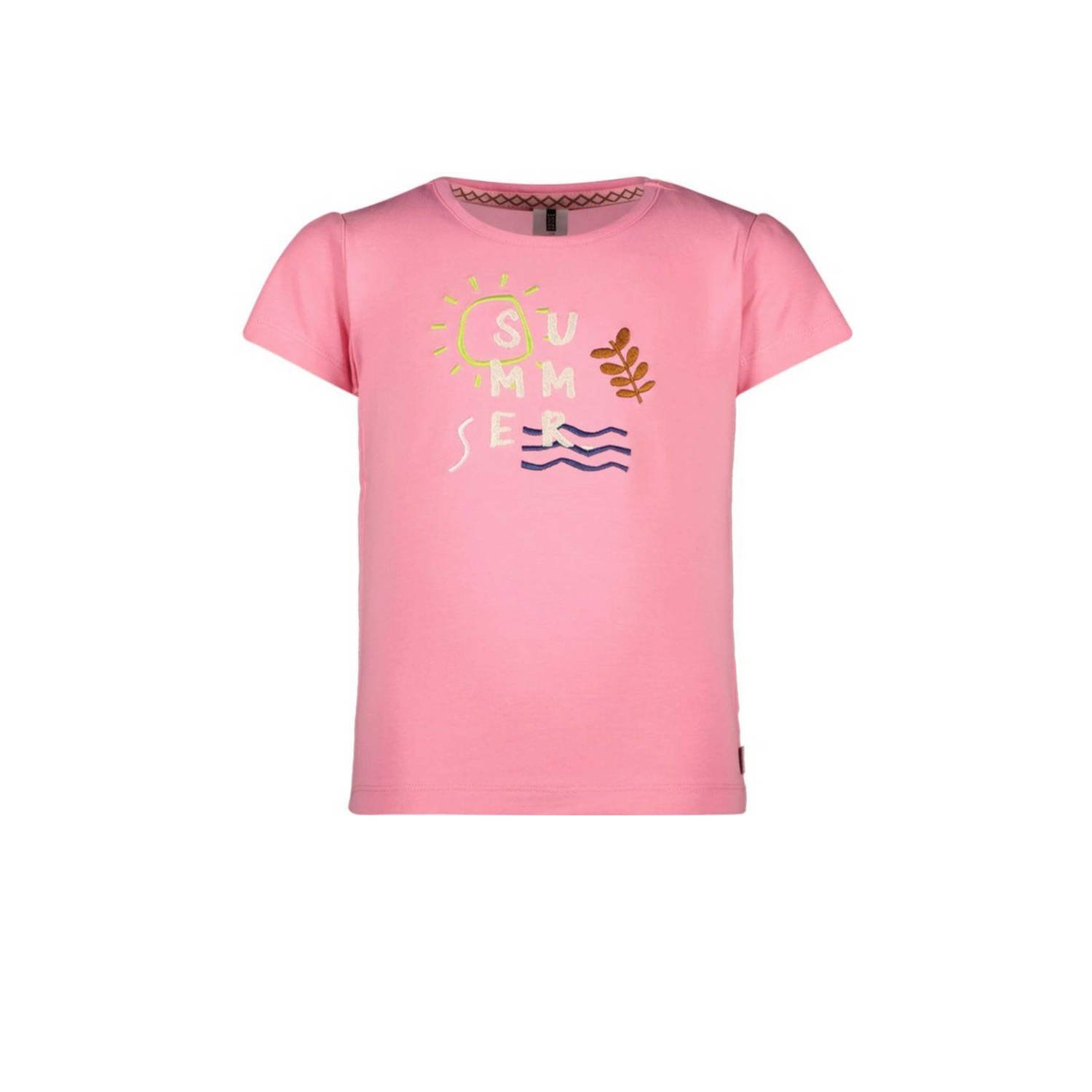 B.Nosy T-shirt met printopdruk zoetroze Meisjes Stretchkatoen Ronde hals 122 128