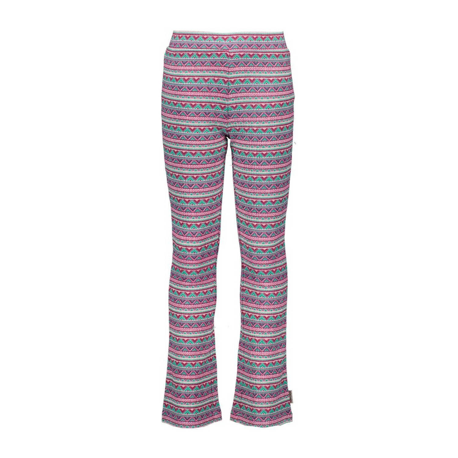 B.Nosy flared broek met all over print roze mintgroen Meisjes Gerecycled polyester 110