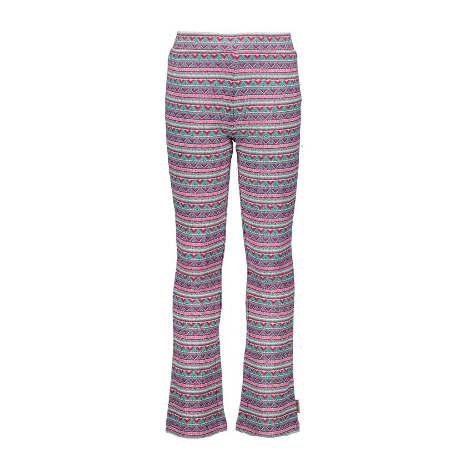 B.Nosy flared broek met all over print roze mintgroen Meisjes Gerecycled polyester 158-164