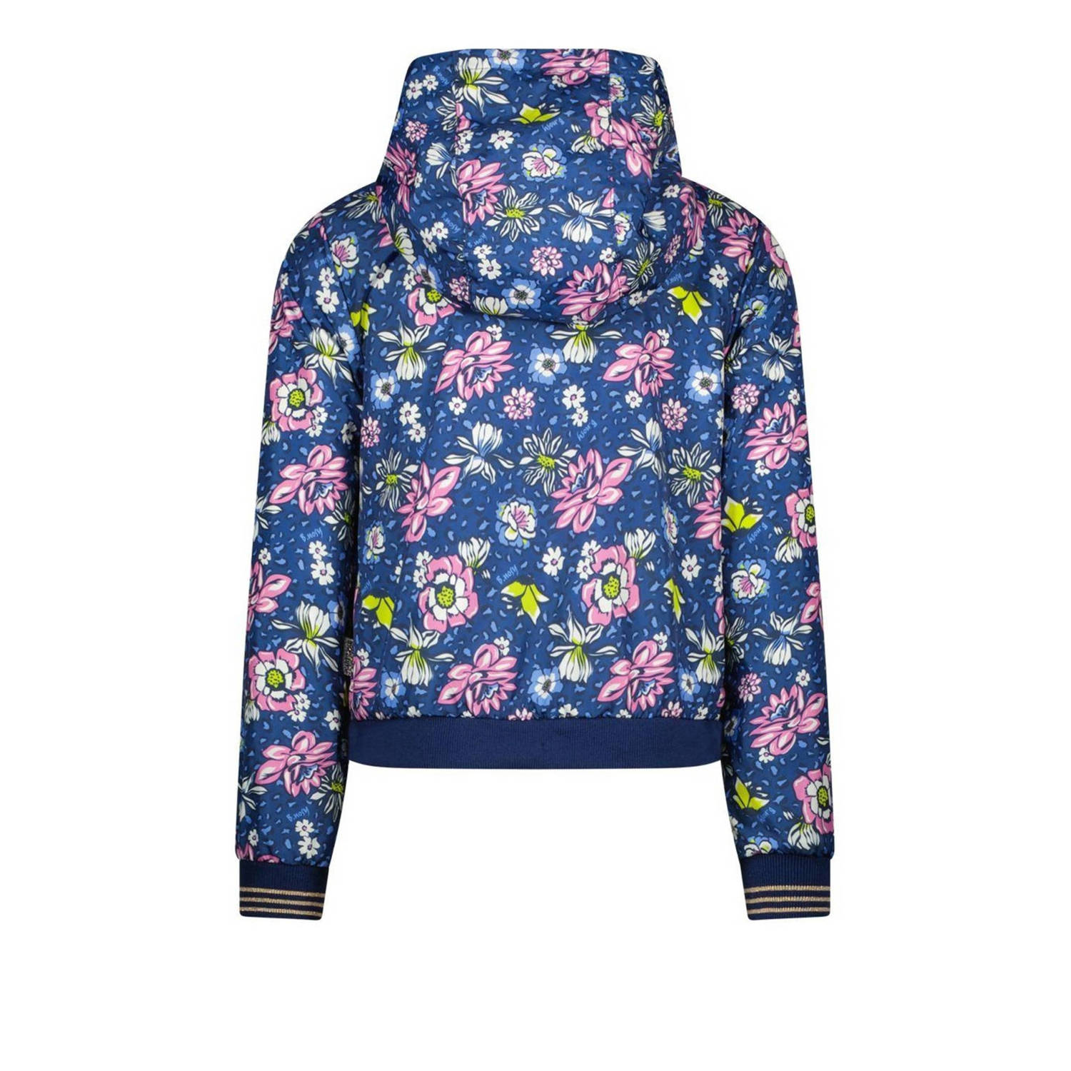 B.Nosy gebloemde reversible coated reversible zomerjas hardblauw roze