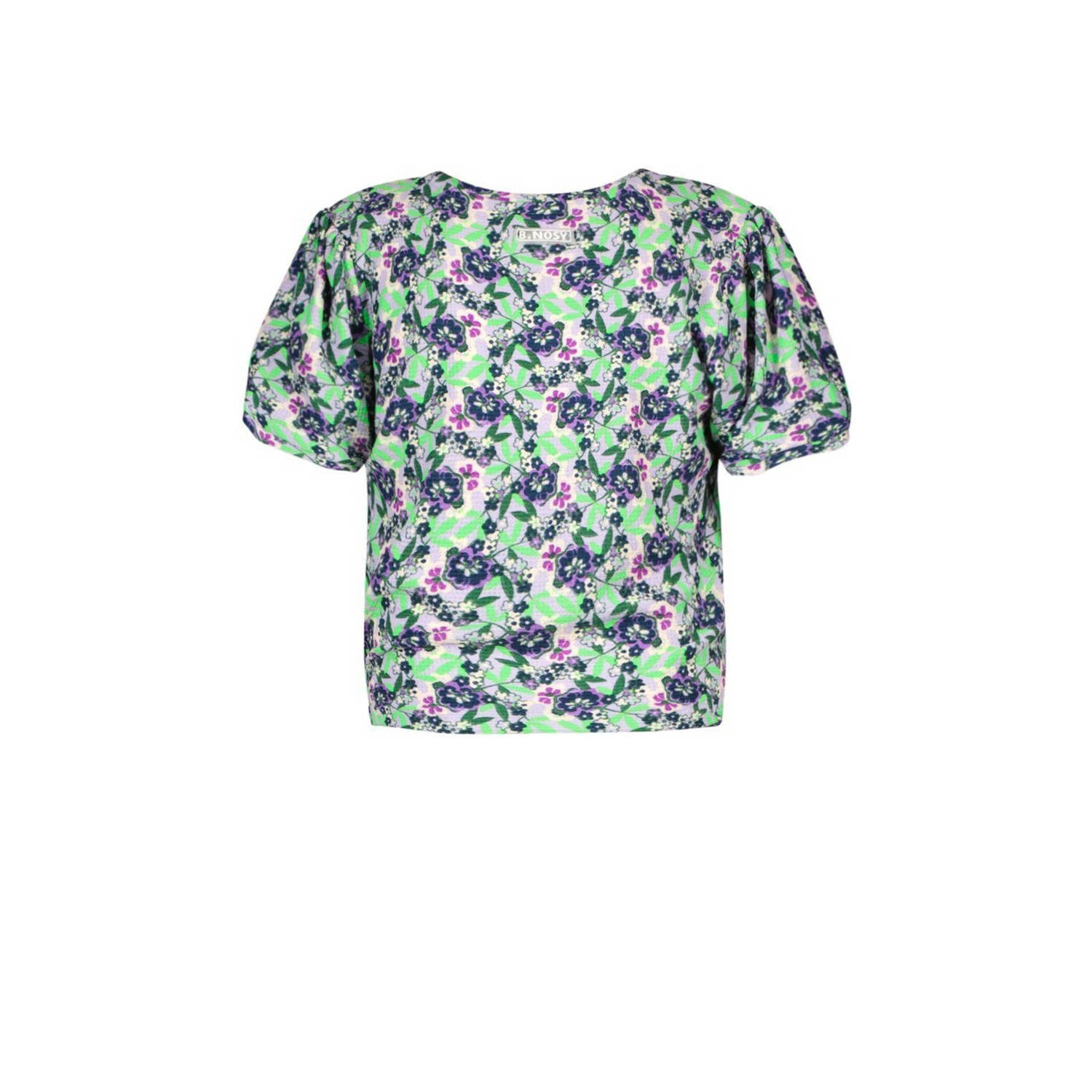 B.Nosy gebloemd T-shirt Veerle lichtgroen donkerblauw paars