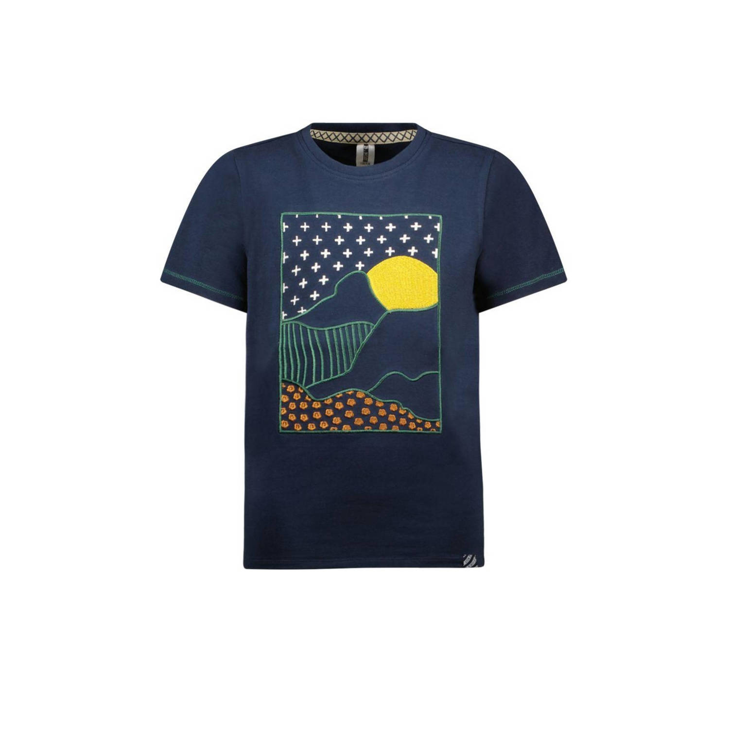 B.Nosy T-shirt Gust met printopdruk donkerblauw Jongens Polyester Ronde hals 110