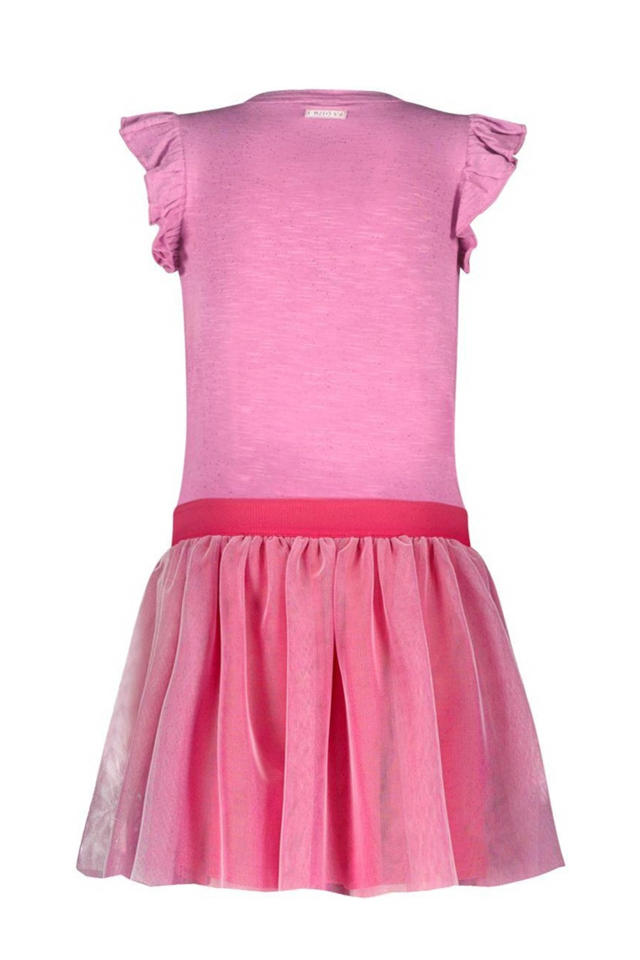 jurk met ruches fuchsia/roze wehkamp