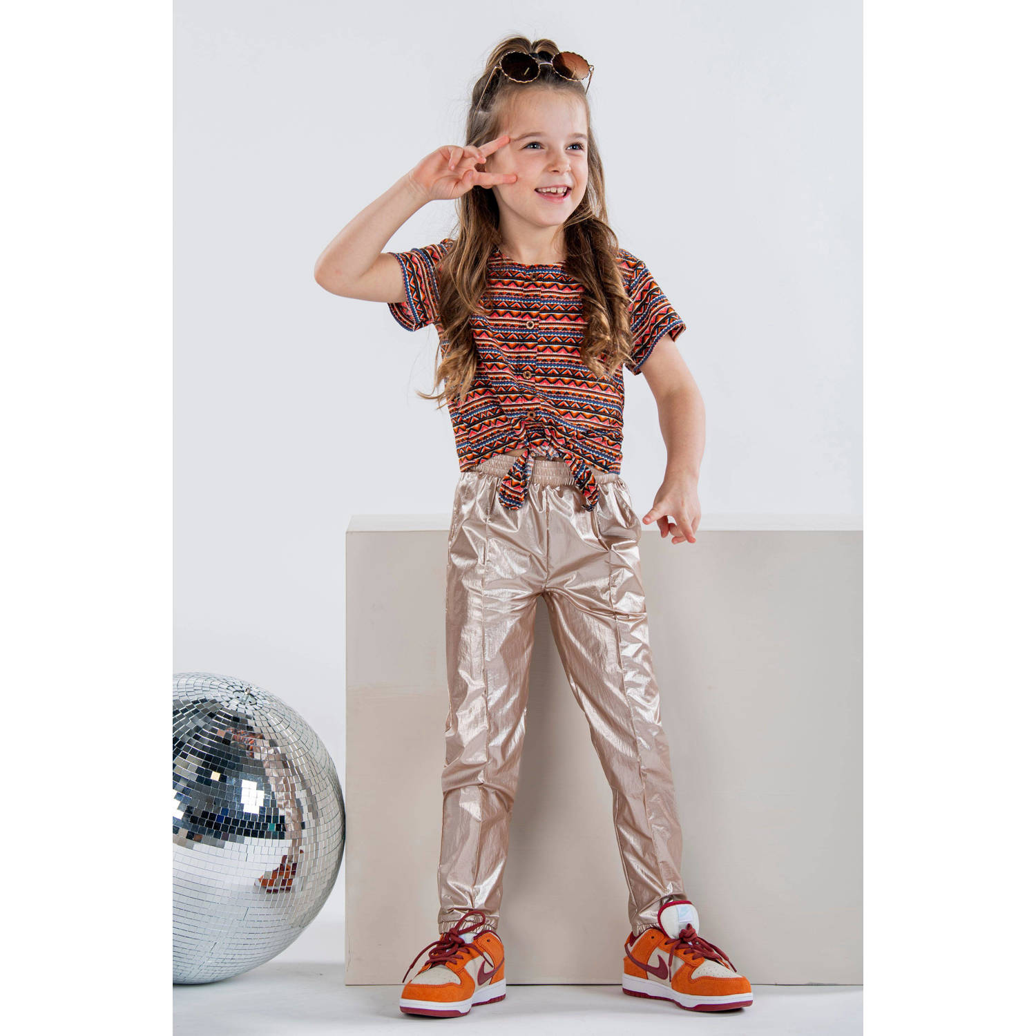 B.Nosy T-shirt Bibi met all over print brique blauw