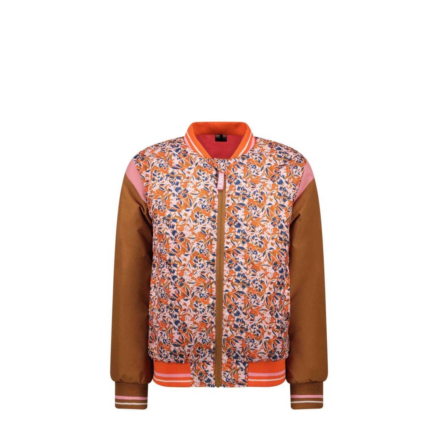 B.Nosy coated bomberjack zomer Sacha met all over print bruin oranje