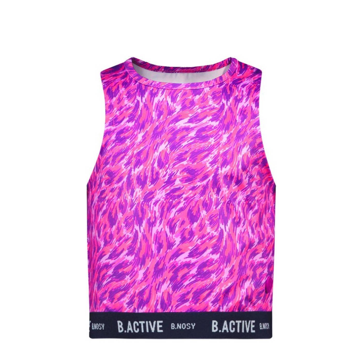 B.Nosy tanktop Amy roze paars Sporttop Meisjes Polyester Ronde hals Dierenprint 146 152