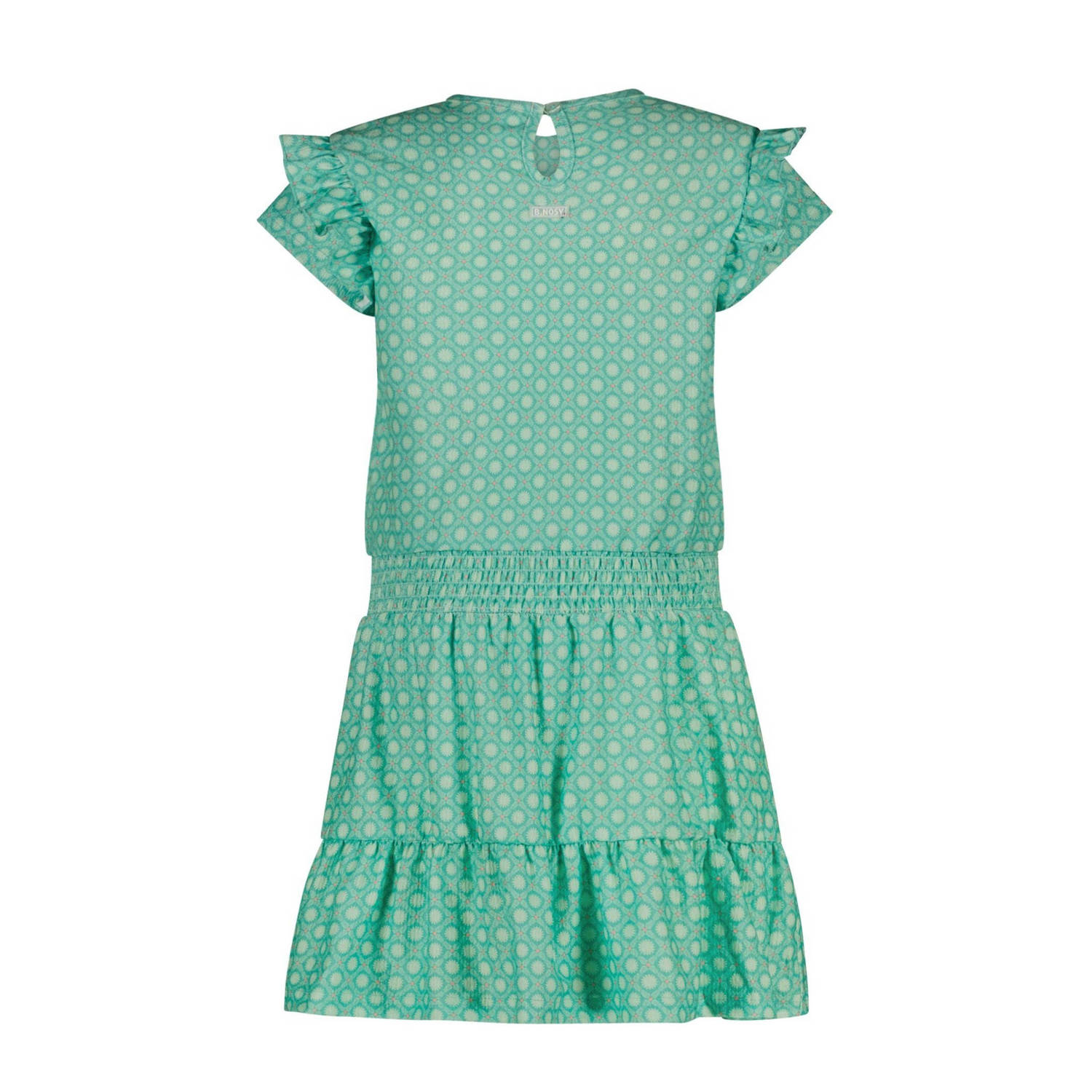 B.Nosy jurk met all over print en ruches mintgroen