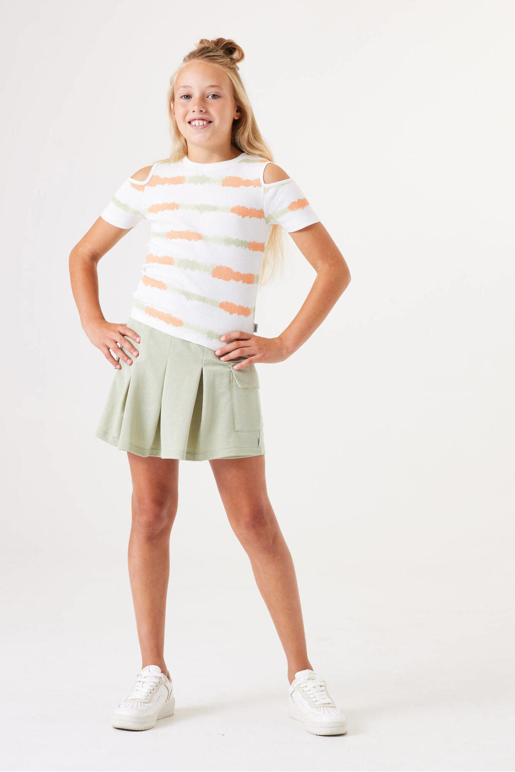 Wit, oranje en gele meisjes Garcia dip-dye T-shirt van katoen met korte mouwen en ronde hals