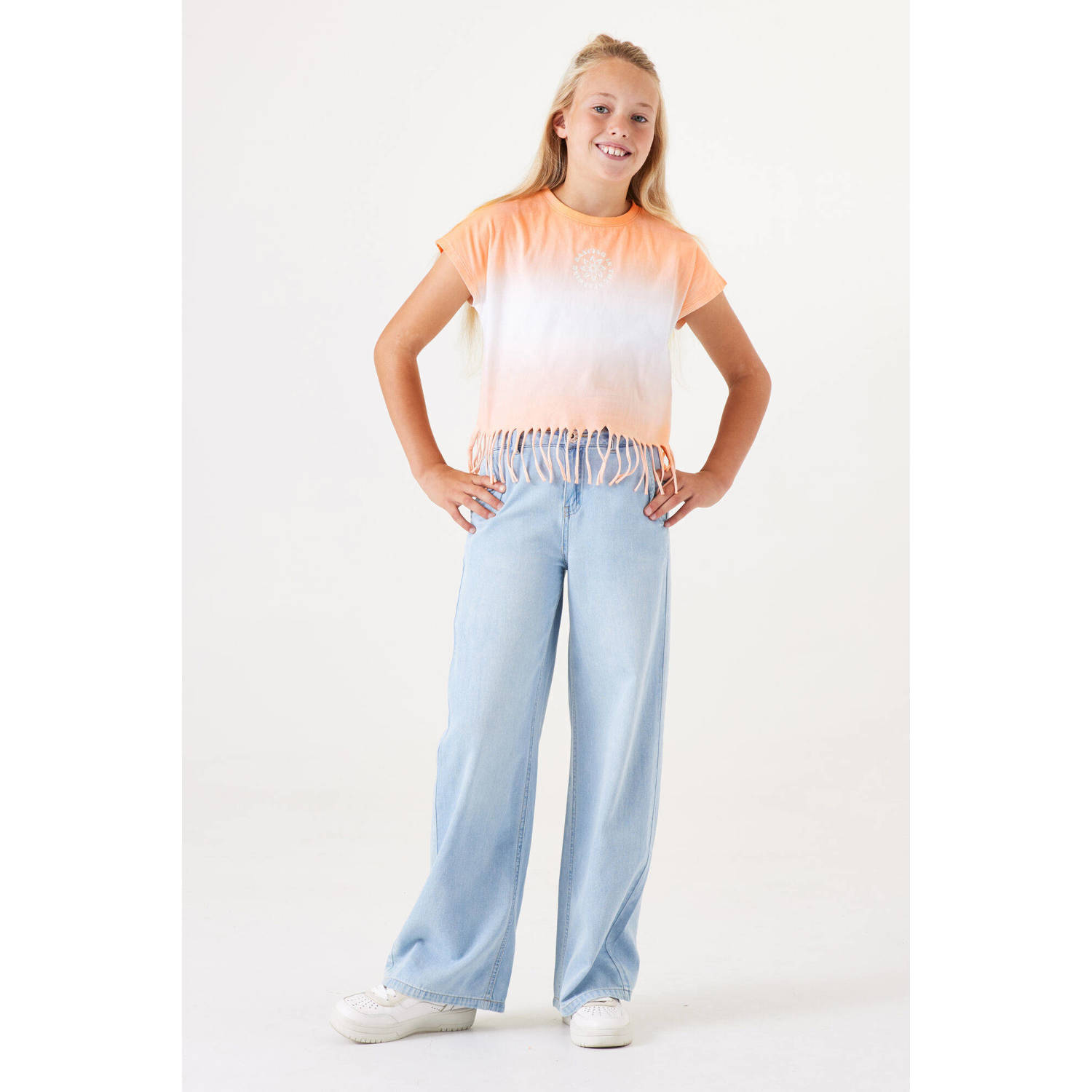 Garcia dip-dye T-shirt oranje lichtblauw