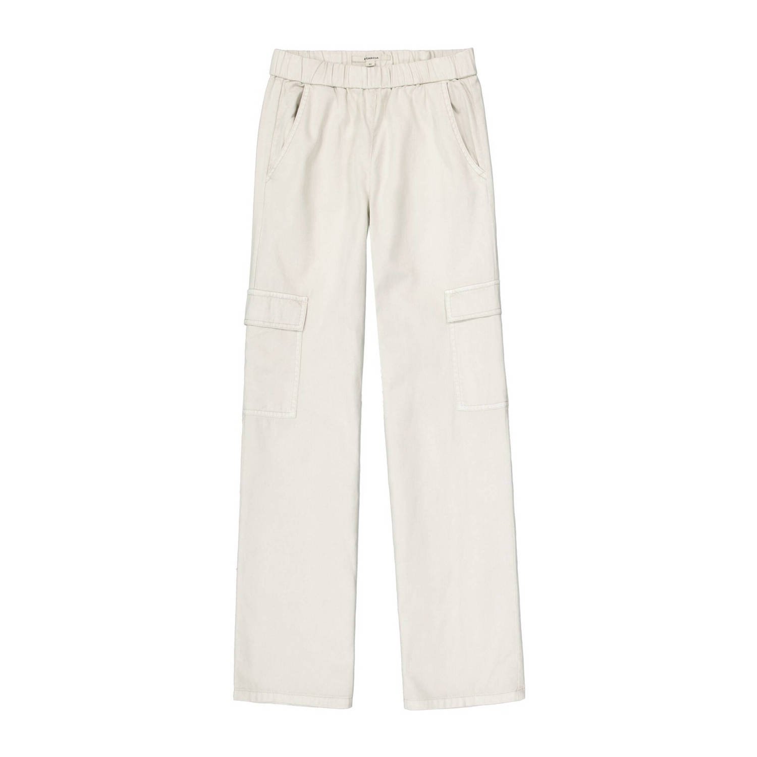 Garcia low waist loose fit cargobroek ecru Meisjes Katoen Effen 140