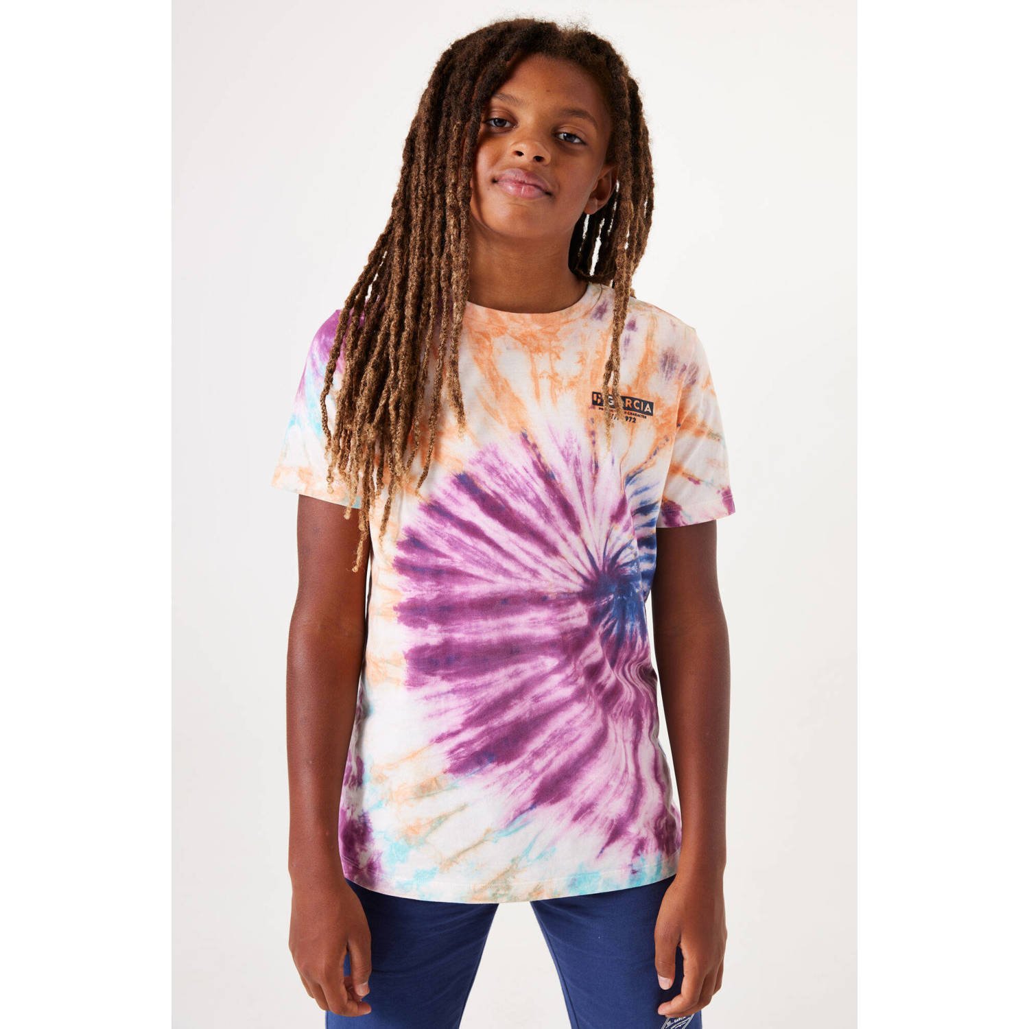 Garcia tie-dye T-shirt multi Meisjes Katoen Ronde hals Tie-dye 152 158