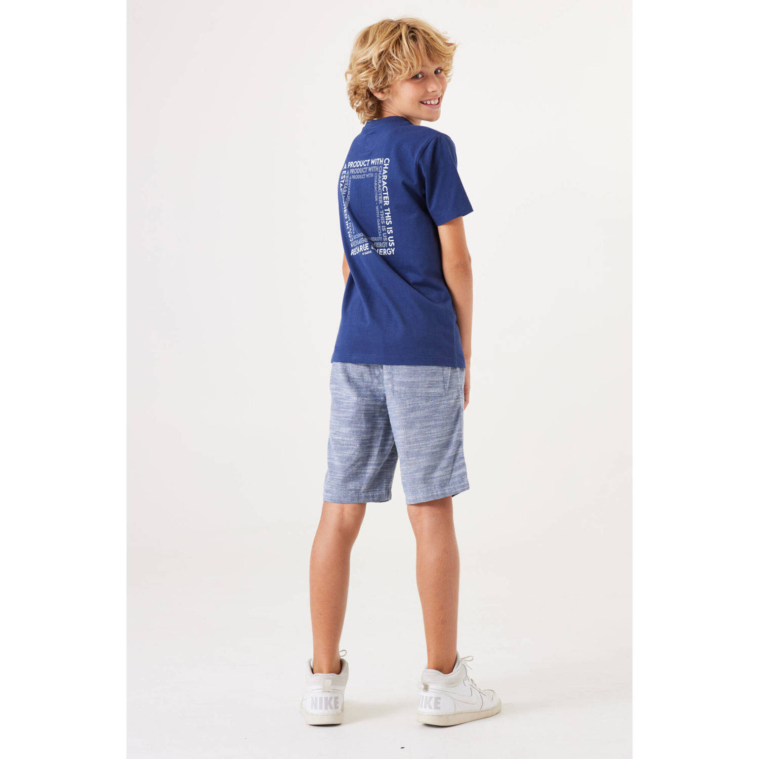 Garcia T-shirt met backprint donkerblauw