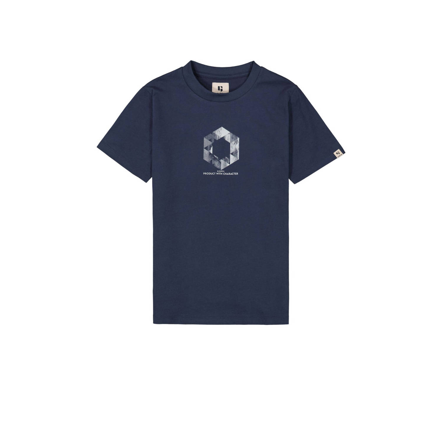 Garcia T-shirt met backprint donkerblauw Jongens Katoen Ronde hals Backprint 128 134