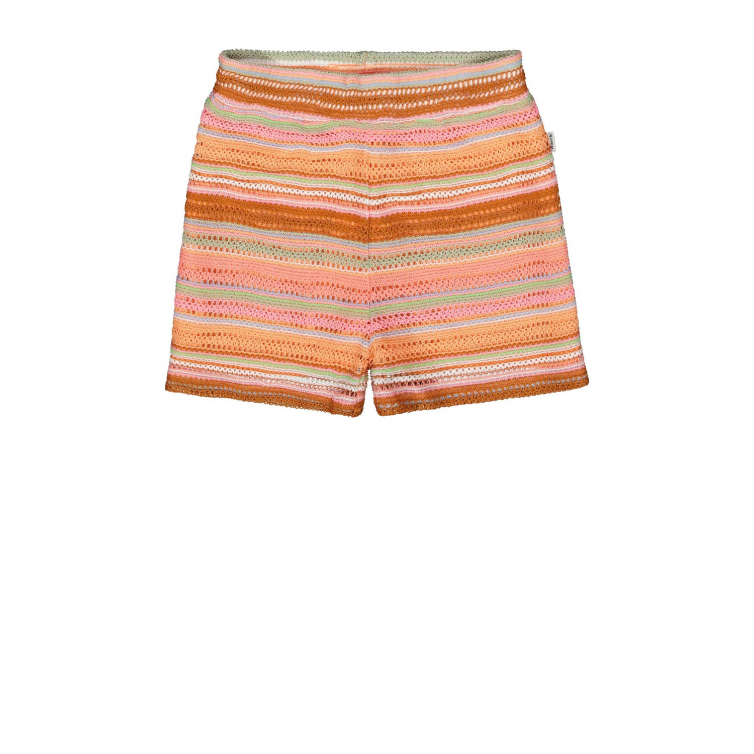 Garcia gestreepte loose fit casual short van polyester oranje roze bruin