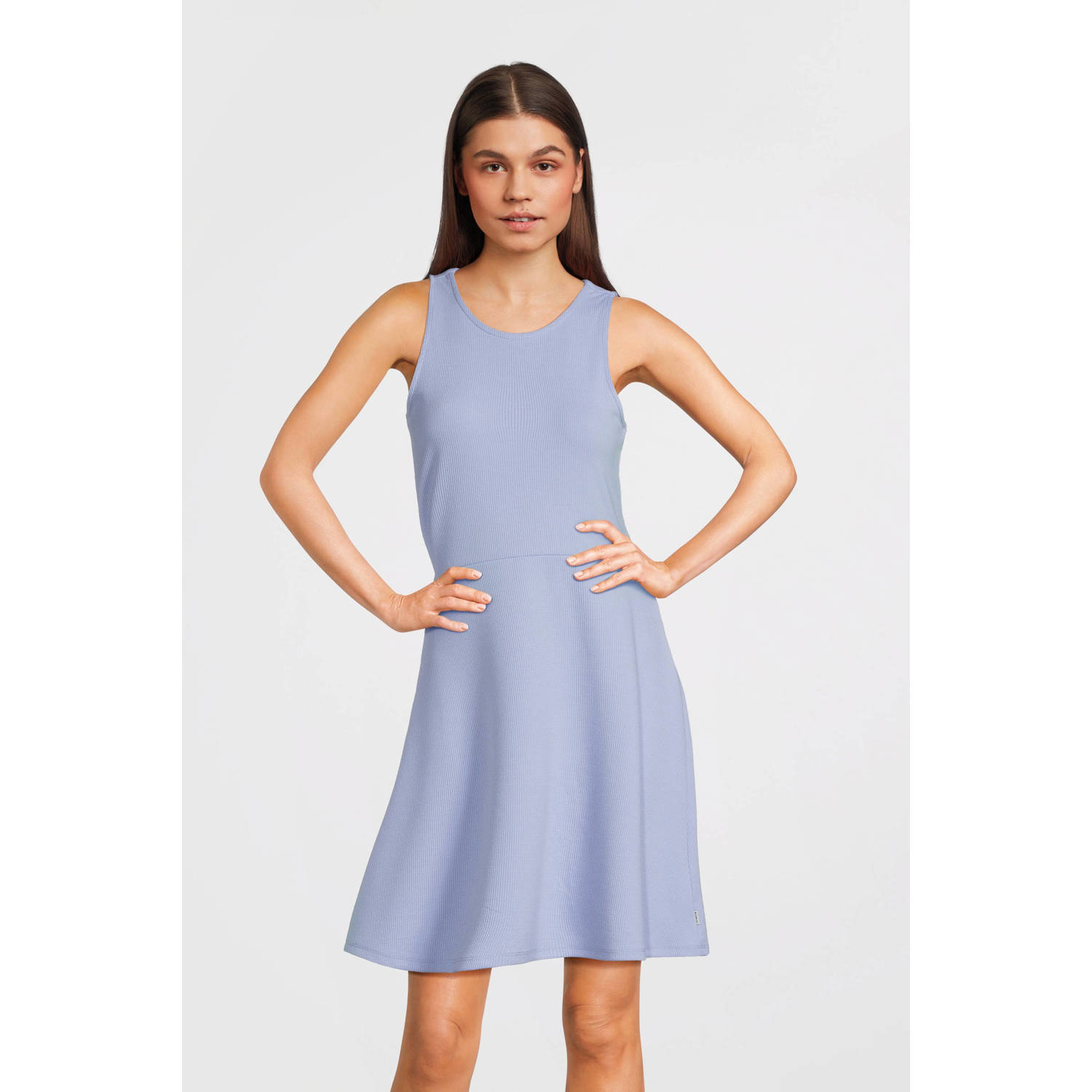 Garcia jurk lichtblauw Meisjes Polyester Ronde hals Effen 128 134