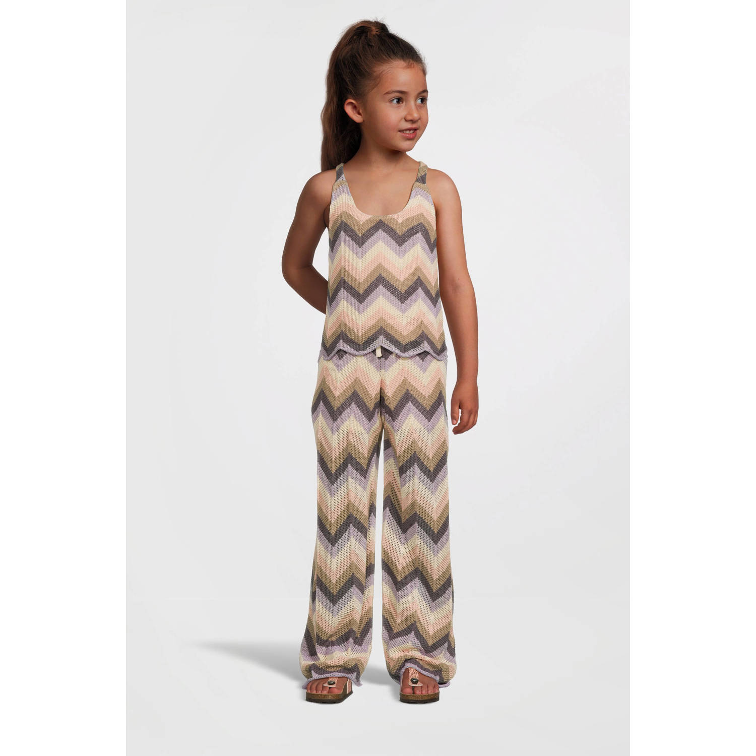 LEVV regular fit broek KYRA met all over print multicolor