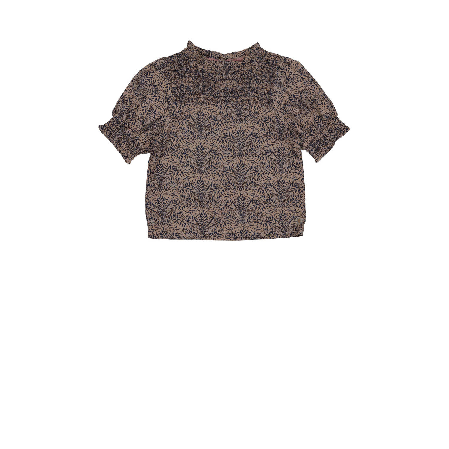 LEVV T-shirt KAREN met all over print bruin Meisjes Viscose Ronde hals 116