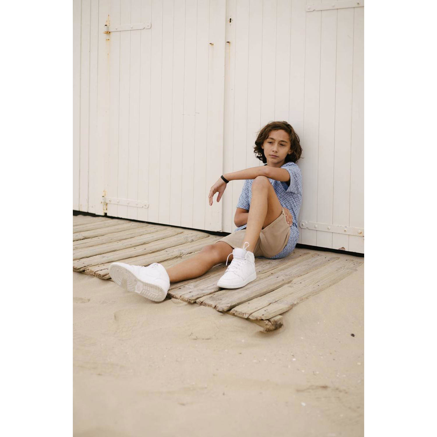 LEVV T-shirt KADEN met tekst blauw