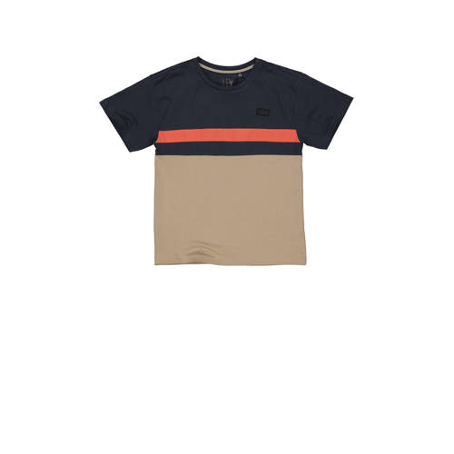 LEVV T-shirt KAS donkerblauw/rood/kameel